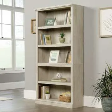 Sauder 5 Tier Wooden Bookcase for Home Office & Living Room