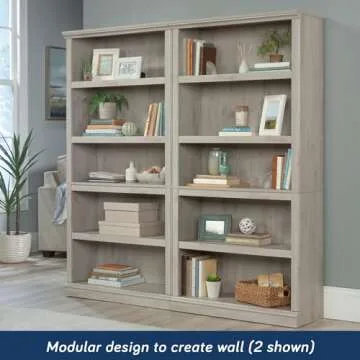 Sauder 5 Tier Wooden Bookcase for Home Office & Living Room