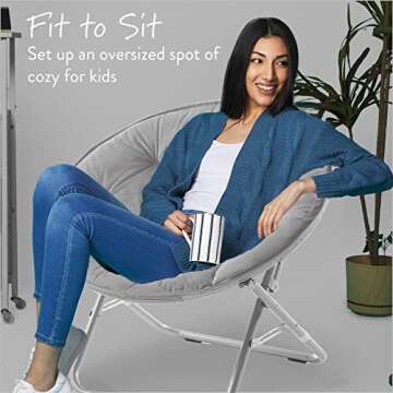 Urban Lifestyle Micromink Foldable Saucer Chair for Comfort