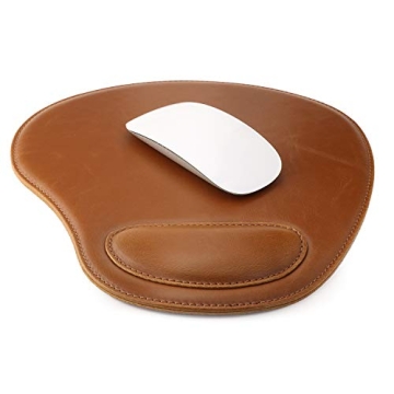 Londo Leather Oval Mousepad with Wrist Rest for Elegance