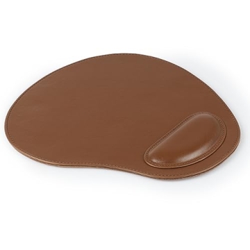 Londo Leather Oval Mousepad with Wrist Rest for Elegance