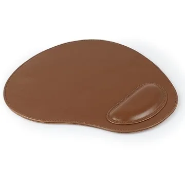 Londo Leather Oval Mousepad with Wrist Rest for Elegance