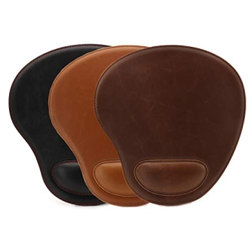 Londo Leather Oval Mousepad with Wrist Rest for Elegance