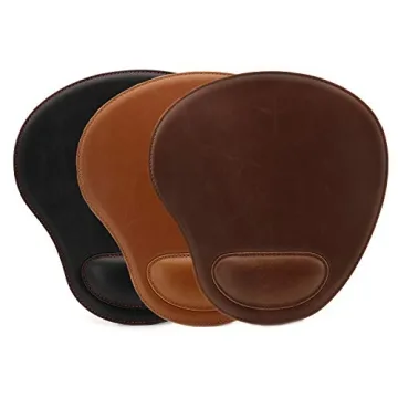 Londo Leather Oval Mousepad with Wrist Rest for Elegance