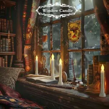 Homemory 12 Pcs Hanging Floating Candles with Wand Remote (Battery Include), Magic Deco Candles, Flameless Taper Candles Can be Used as Window Candles for Halloween Party Decor, Warm White