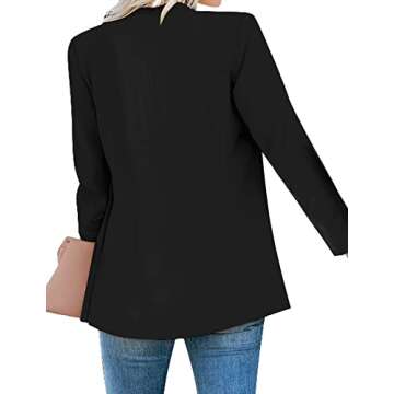 luvamia Women's Long Blazer Jacket Casual Notched Lapel One Button Work Office Blazer Jacket Suit Black Size Small (Fits US 4-6)