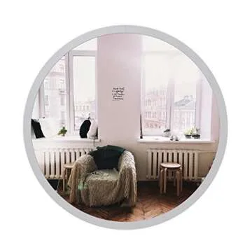 Gold&Chrome Round Wall Mirror with Aluminium Frame | Teflon Coated Mirror Surface Resistant to Moisture | Powder Coated Mirror Frame 2 cm Deep Easy to Assemble