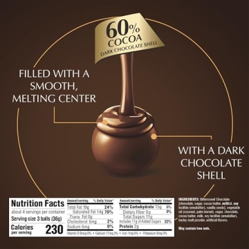 Lindt LINDOR 60% Extra Dark Chocolate Truffles - Gourmet 6 Pack with Smooth Center