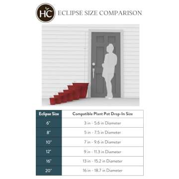 16 Inch Eclipse Round Planter with Saucer - Black