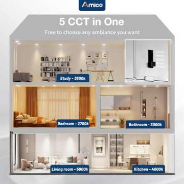 Amico 12 Pack 4 Inch 5CCT Ultra-Thin LED Recessed Lights