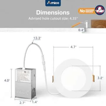 Amico 12 Pack 4 Inch 5CCT Ultra-Thin LED Recessed Lights