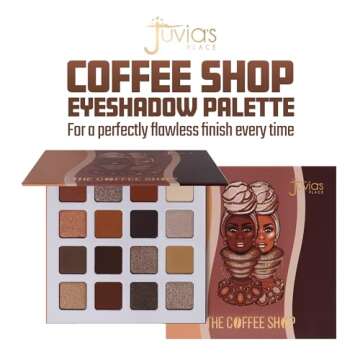 Juvia's Place Coffee Shop Eyeshadow Palette - 16 Pan Palette, Tan, Auburn, & Rich Dark Chocolate, Mattes and Shimmers, Highly Pigmented and Buttery Texture