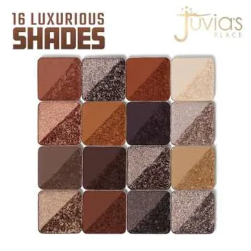 Juvia's Place Coffee Shop Eyeshadow Palette - 16 Pan Palette, Tan, Auburn, & Rich Dark Chocolate, Mattes and Shimmers, Highly Pigmented and Buttery Texture