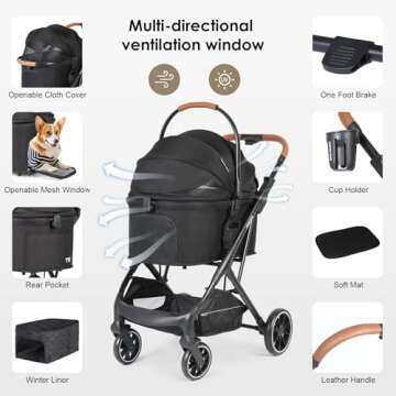 Beberoad T6 Luxury Pet Stroller for Medium Dogs & Cats