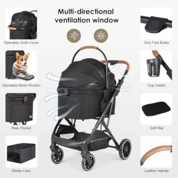 Beberoad T6 Luxury Pet Stroller for Medium Dogs & Cats