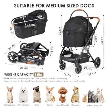 Beberoad T6 Luxury Pet Stroller for Medium Dogs & Cats