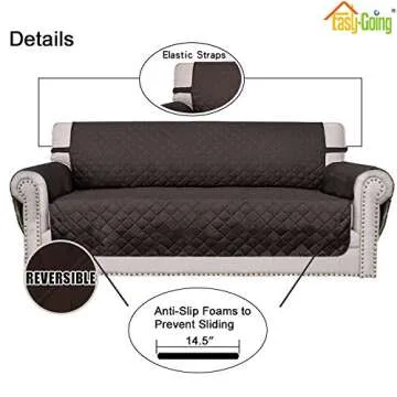 Easy-Going Reversible Oversized Couch Cover for 3 Cushion Couch Sofa Cover for Dogs Water Resistant Furniture Protector Cover with Foam Sticks for Pet (Oversized Sofa, Chocolate/Chocolate)