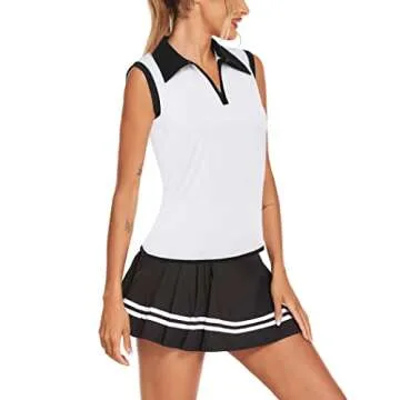 COOrun Women's Sleeveless Golf Polo - Quick Dry Athletic Top