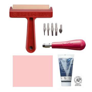 Speedball 3471 Super Value Block Printing Starter Kit – Includes Ink, Brayer, Lino Handle and Cutters, Speedy-Carve