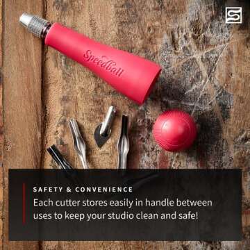 Speedball 3471 Super Value Block Printing Starter Kit – Includes Ink, Brayer, Lino Handle and Cutters, Speedy-Carve