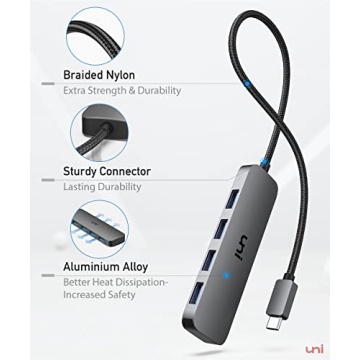 uni USB C to USB Hub Multiport Adapter 4 Ports High-Speed