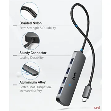 uni USB C to USB Hub Multiport Adapter 4 Ports High-Speed