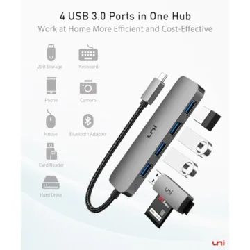 uni USB C to USB Hub Multiport Adapter 4 Ports High-Speed