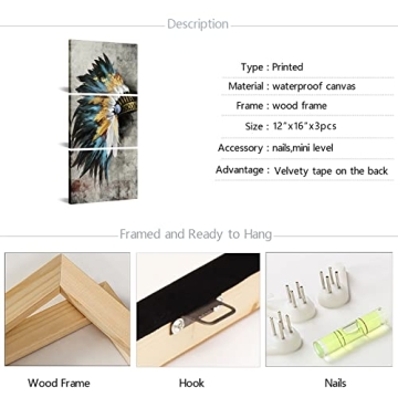 Transformative Native American Canvas Art Prints Set of 3