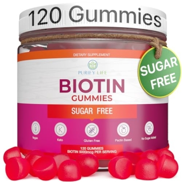 (Bulk - 120ct) Hair Growth Optimizer - Vegan Biotin Gummies - Tasty Biotin Supplement for Women & Me...