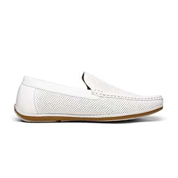 Bruno Marc Men's White Driving Loafers - Comfort & Style