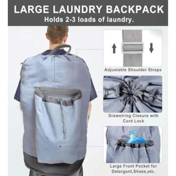 VividPaw Laundry Bag Extra Large Heavy Duty, Laundry Backpack for College students, Travel Laundry B...