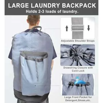 VividPaw Laundry Bag Extra Large Heavy Duty, Laundry Backpack for College students, Travel Laundry B...