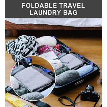 VividPaw Laundry Bag Extra Large Heavy Duty, Laundry Backpack for College students, Travel Laundry Bags with Adjustable Strap, Dirty Clothes Hamper, College Dorm Room Essentials (Grey)