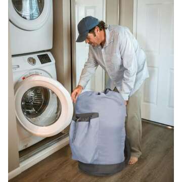 VividPaw Laundry Bag Extra Large Heavy Duty, Laundry Backpack for College students, Travel Laundry Bags with Adjustable Strap, Dirty Clothes Hamper, College Dorm Room Essentials (Grey)