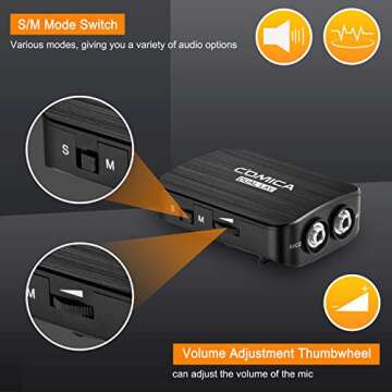 COMICA CVM-D03 Dual Lavalier Microphone, Professional Omnidirectional Clip-on Lapel Microphone for Canon Sony Panasonic Cameras, Smartphone, PC, Lav Mic for Video Recording Interview