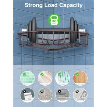 SMARTAKE 2-Pack Corner Shower Caddy, SUS304 Stainless Steel, Wall Mounted Bathroom Shelf with Adhesi...