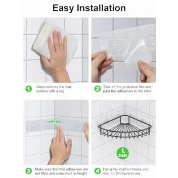 SMARTAKE 2-Pack Corner Shower Caddy, SUS304 Stainless Steel, Wall Mounted Bathroom Shelf with Adhesive, Storage Organizer for Toilet, Dorm and Kitchen (Bronze)