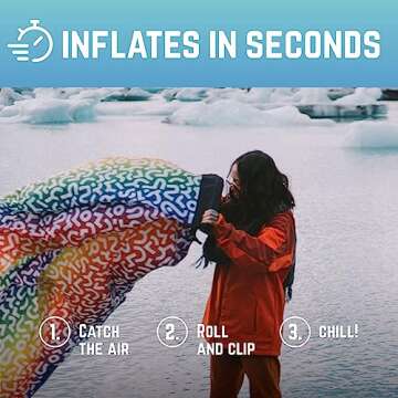 Chillbo Shwaggins Inflatable Couch – Cool Inflatable Chair Easy Setup Perfect for Hiking Gear, Beach Chair and Music Festivals.(Rainbow Swizzle)