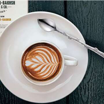 Demitasse Espresso Spoons, Mini Coffee Spoons, 5.59 inches Leaf Shaped Stirring Spoon 18/10 Stainless Steel Spoons, Dessert Spoons for Tea, Dessert, Cocktail, Set of 4