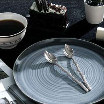 Demitasse Espresso Spoons, Mini Coffee Spoons, 5.59 inches Leaf Shaped Stirring Spoon 18/10 Stainless Steel Spoons, Dessert Spoons for Tea, Dessert, Cocktail, Set of 4