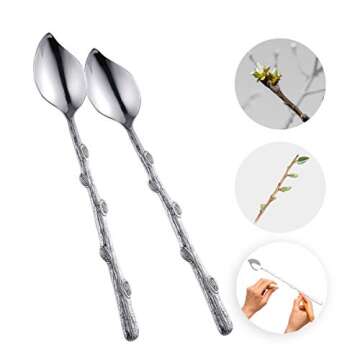 Demitasse Espresso Spoons, Mini Coffee Spoons, 5.59 inches Leaf Shaped Stirring Spoon 18/10 Stainless Steel Spoons, Dessert Spoons for Tea, Dessert, Cocktail, Set of 4