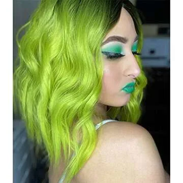 G&T Wig Green Bob Wavy Wigs for Women Lime Green Wig Middle Part Heat Resistant Party Halloween Cosp...