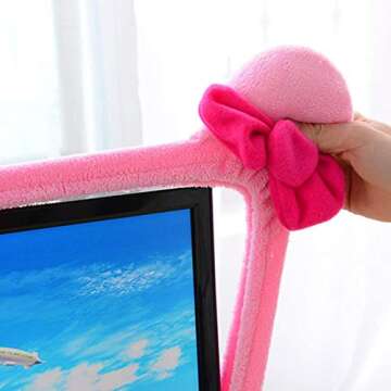 Monfurise 20"-29" Lovely Cute Dustproof Computer Monitor Cover with Cat Ear Laptop TV LCD Screen Mon...