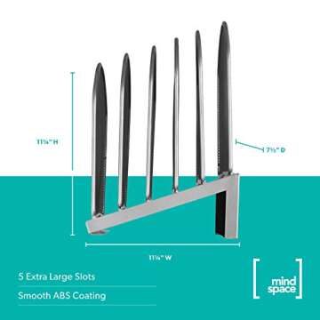 Mindspace Desk Organizer Inclined File Sorter, Office Desktop Document sorter with 5 upright sections | File Folder and Letter Organizer | The Mesh Collection, Silver