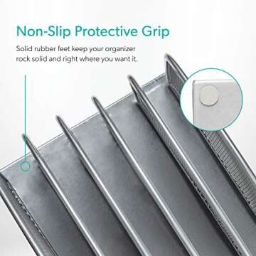 Mindspace Desk Organizer Inclined File Sorter, Office Desktop Document sorter with 5 upright sections | File Folder and Letter Organizer | The Mesh Collection, Silver