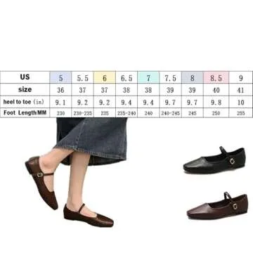 Women's Classic Leather Square Toe Flat Mary Jane Shoes Fashion Slip On Buckle Casual Ballet Shoes C...