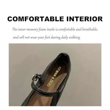 Women's Classic Leather Square Toe Flat Mary Jane Shoes Fashion Slip On Buckle Casual Ballet Shoes Comfortable Closed Toe Office Work Dress Shoes (brown, Adult, Women, 6, Numeric, US Footwear Size System, Medium)