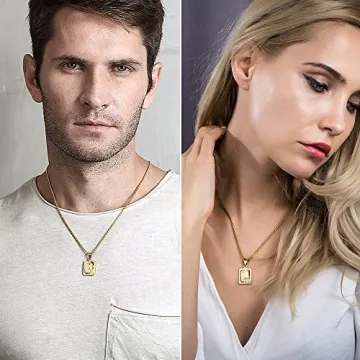 Trendsmax Initial Letter Pendant Necklace for Mens Womens Gold Plated Letter Z Pendant Necklace Stainless Steel Box Link Chain 22inch