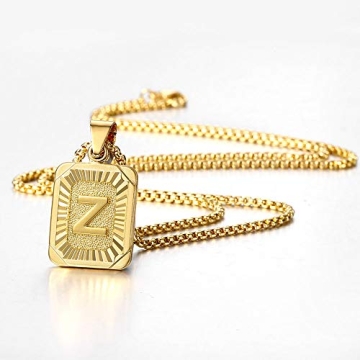 Trendsmax Initial Letter Pendant Necklace for Mens Womens Gold Plated Letter Z Pendant Necklace Stainless Steel Box Link Chain 22inch