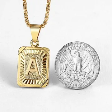 Trendsmax Initial Letter Pendant Necklace for Mens Womens Gold Plated Letter Z Pendant Necklace Stainless Steel Box Link Chain 22inch